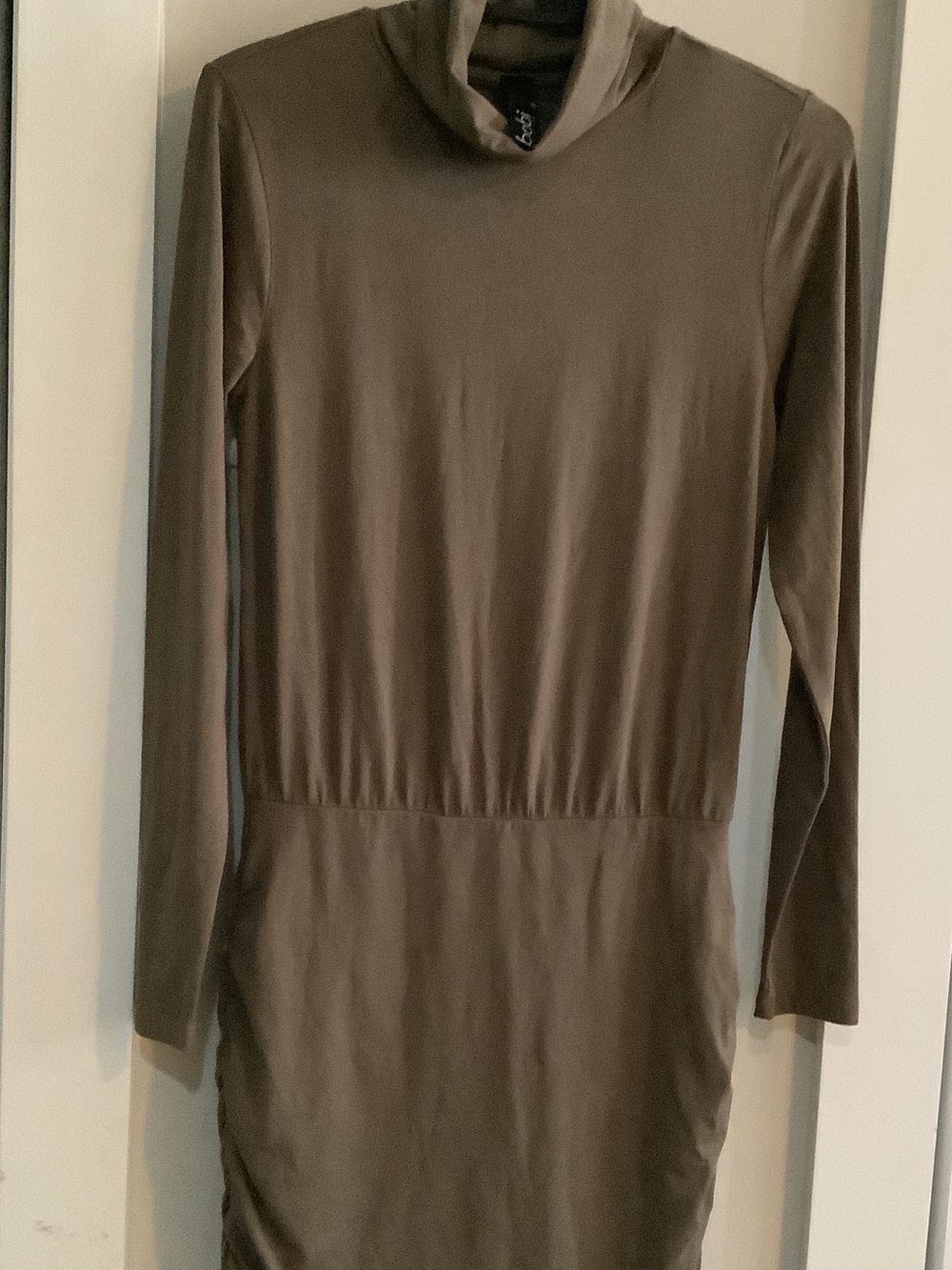 bobi Olive Green Long Sleeve Turtleneck Dress